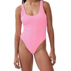 Aerie Ribbed Scoop Neck Pink One-Piece Cheeky Swimsuit Size XXL Long